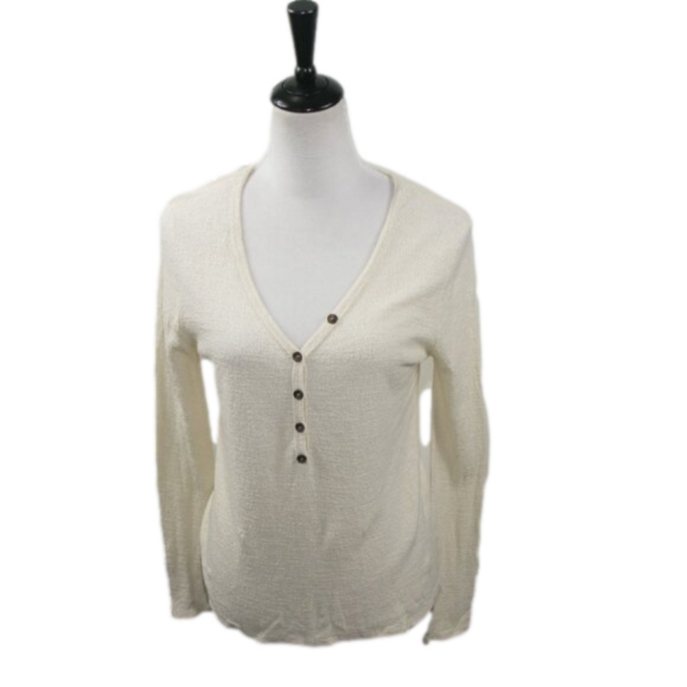 Jenny Boston Cream Lightweight Long Sleeve Top Size Large